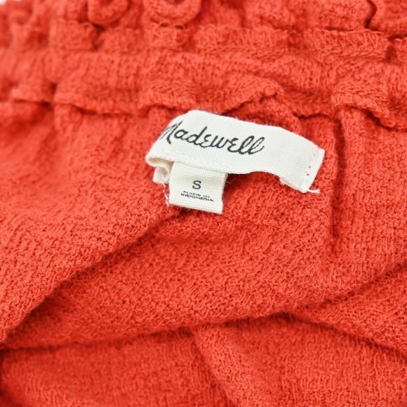 MADEWELL Texture & Thread Womens Sz S Orange Drawstring Top Textured Cropped Fit - Picture 8 of 9